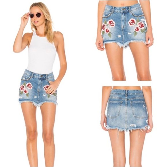 Free People Dresses & Skirts - Free People Wild Rose Denim Mini Skirt